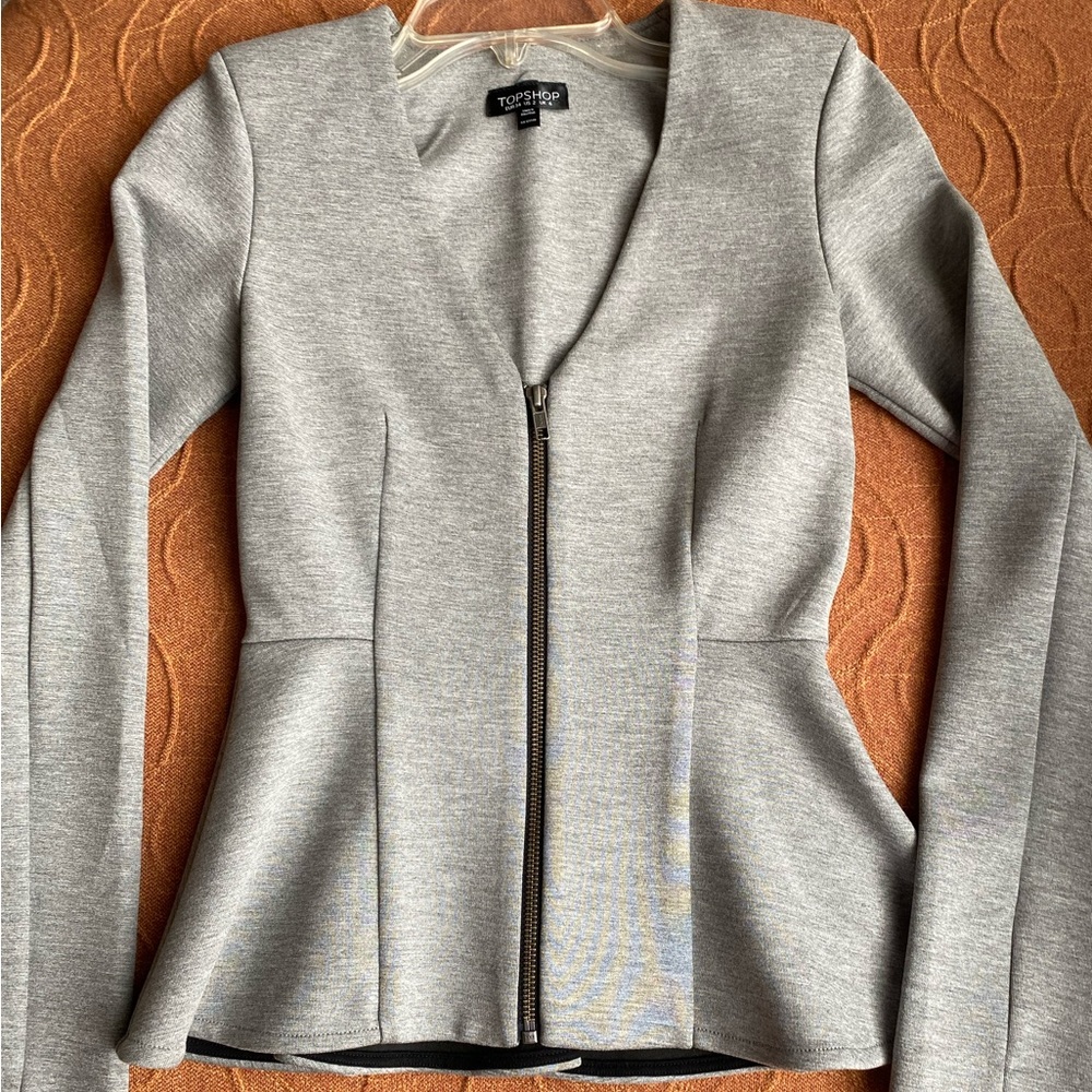 Top Shop Grey Peplum Size 2 Top